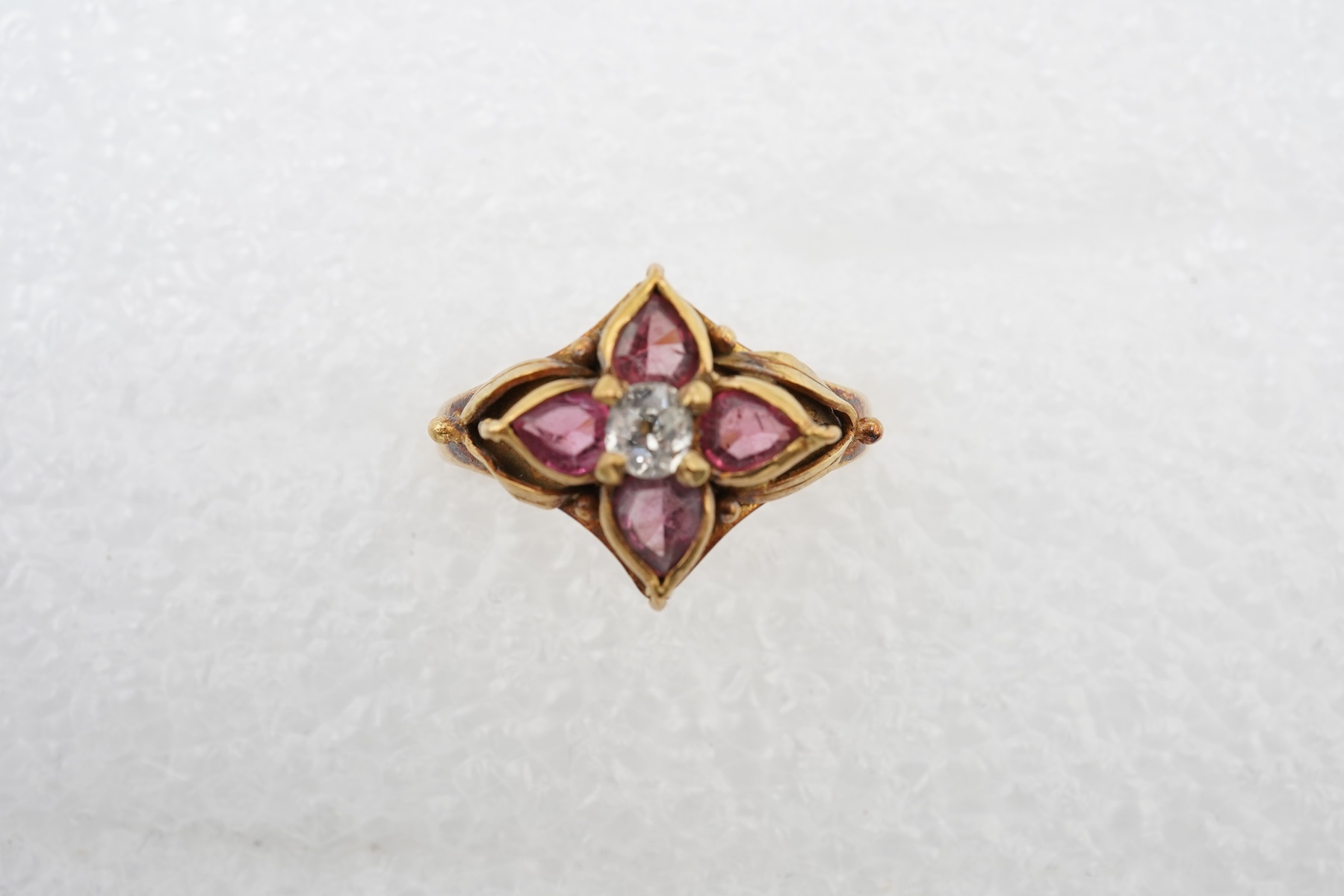 A pink tourmaline and diamond ring, circa 1988
